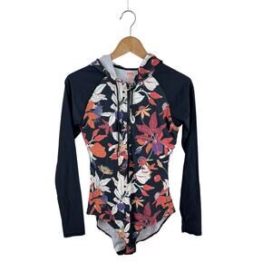 NWT Axesea Floral Front Zip Long Sleeve One Piece Swim Suit